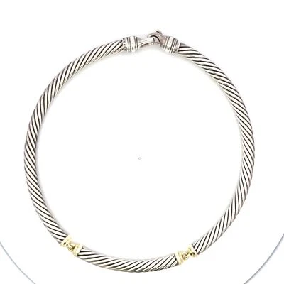 Ожерелье ошейник кабельное David Yurman 7 мм чистое серебро и желтое золото 14 карат - Изображение 1 из 4