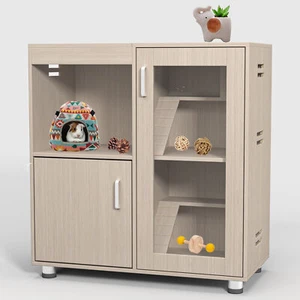 Guinea Pig Hamster Wood Cage with Storage Cabinet, House for Rat Chinchilla - Picture 1 of 25
