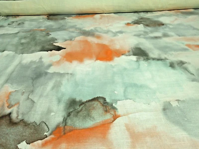 Kravat/Lee Jofa Printed Watercolor Linen Contract BBJ La Tavola Santa Rosa 4 Yds - Image 1 of 4