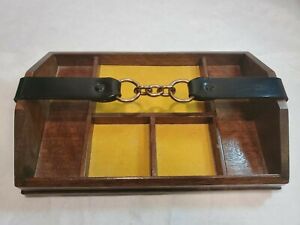 Vintage Swank Wood Valet Coin jewelry Letter Wallet Organizer Caddy Tray Japan 