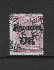 RHODESIA SCOTT 88 USED FINE - 1909 5p on 6p LILAC ISSUE WITH SURCHARGE - Picture 1 of 2