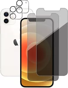 for iPhone 12 Pro Privacy Screen Protector 9H Hardness Tempered Glass 2+2 Pack - Picture 1 of 5