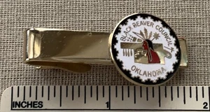 Vintage BLACK BEAVER COUNCIL Oklahoma Boy Scout TIE BAR CLASP Robbins BSA OK - Picture 1 of 4