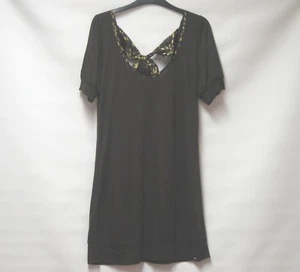 TED BAKER LONDON BROWN PIN TUCK LOGO DRESS FLORAL 100% SILK PUSSY BOW UK 14  - Picture 1 of 4