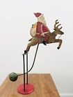 Vintage Authentic Models Balance Santa Claus & Reindeer Balancing Metal Folk Art