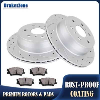 Pastillas de rotores de freno traseras aptas para Chevrolet Silverado 1500 2007-14 perforadas ranuradas Foto 1 de 4