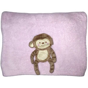 Baby Kiss Pink 3D Monkey Blanket Security Lovey htf Soft Fleece Girl - Picture 1 of 3