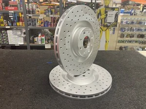FOR FIAT ABARTH 500/595/695 FRONT AXLE BRAKE DISCS PAIR 330mm X 28mm DRILLED - Afbeelding 1 van 5
