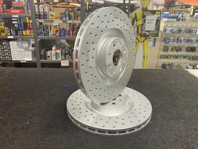 FOR FIAT ABARTH 500/595/695 FRONT AXLE BRAKE DISCS PAIR 330mm X 28mm DRILLED - Image 1 of 4