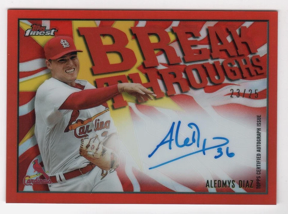 2017 TOPPS FINEST BREAKTHROUGHS ORANGE REFRACTOR AUTO ALEDMYS DIAZ  /25 - Image 1 of 1