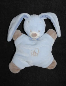 Peluche NATTOU doudou semi plat bleu gris Bibou et Alex hochet grelot TTBE - Picture 1 of 2