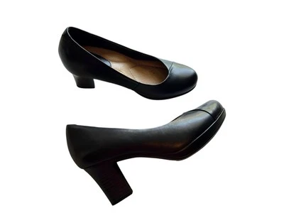 Earth Shoes Womens 6B Tamarack Slip On Pumps Black Leather Block Heel Mary Jane - Image 1 of 4