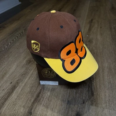 复古 Nascar 帽子棕色橙色 UPS Dale Jarret 90 年代 Y2K 赛车块头 — 第 1/4 张图片