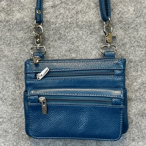 Leder Umhängetasche Handtasche Tasche klein türkis blau Kiesel Taschen Reise Alltag - Bild 1 von 15