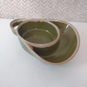 LTD Commodities Soup & Crackers Chip & Dip Drip Glaze Olive Bowl - Picture 1 of 12