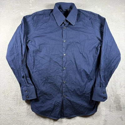 Boss Hugo Boss Dress Shirt Men’s 16 33 Blue Striped Button Up #B - Image 1 of 4