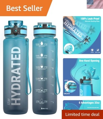 Lightweight 32oz Leakproof Water Bottle - Motivational with Easy Clean Brush - Image 1 of 4