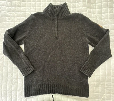 ELKLINE Suéter Para Hombres Grande Gris Mezcla de Lana Media Cremallera Pullover Logo Parche Exterior Foto 1 de 4