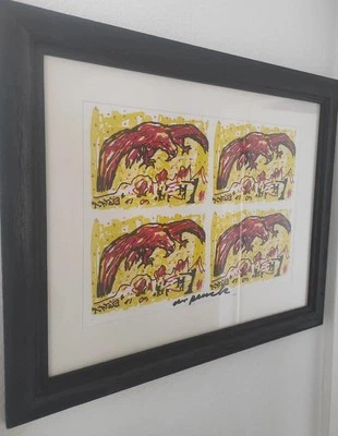 A.R. Penck, Über Konflikte fliegen, Probedruck, 22x31cm,  signiert, gerahmt - Bild 1 von 2