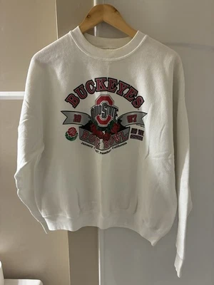 1997 Rose Bowl Ohio State Buckeyes Sudadera Blanca Cuello Redondo - Ver Descripción** Foto 1 de 4