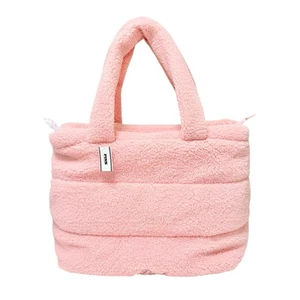 Victoria's Secret kuschelige Plüschtasche hellrosa Reißverschluss oben gefüttert Large neu mit Etikett - Bild 1 von 6