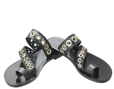 SANDRO Adelie Shoes Women's EU 37 / UK 4 Leather Flat Slip On Metal Eyelets - Image 1 of 4