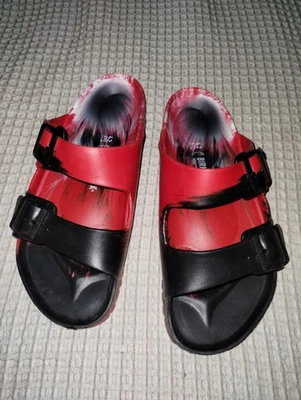 Sandalias Birkenstock Arizona EVA rojas negras blancas para hombre talla 9/11 usadas en excelente estado Foto 1 de 4