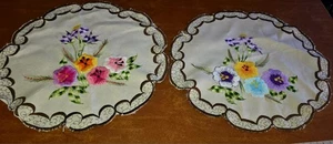 ED1 Tapetes florales vintage bordados a mano florales 14" PERFECTOS SHABBY CHIC - Imagen 1 de 6