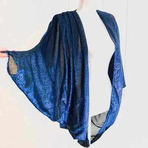 Vintage 80s Dolman Sleeve Shiny Cardigan Open Tunic Top L - Picture 1 of 9