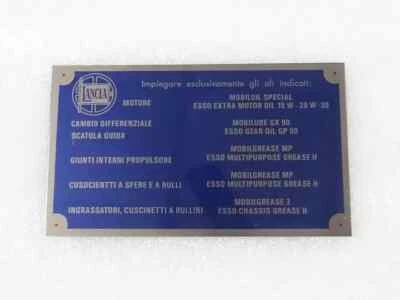 DATA PLATE TYPENSCHILD LANCIA AURELIA FULVIA FLAMINIA FLAVIA OLSORTEN B-WARE|Fit - Image 1 of 4