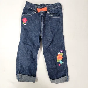 Gymboree Blue Denim Baby Toddler Girl's Jeans Embroidered Flowers Size 5 5S Slim - Picture 1 of 8