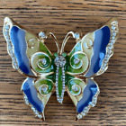 Sarah Coventry blau und grün mit Strass Schmetterlingsnadel/Brosche. Neu mit Etikett