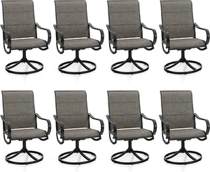 Swivel Patio Dining Chair Set of 8 High Back Outdoor Chairs Heavy Duty - Picture 1 of 9
