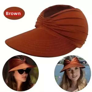 Brown Fashion Women Sun Protective Visor Hat UV Shielding Adjustable Beach Hat - Picture 1 of 1
