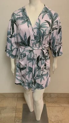 Apt 9 3/4 Sleeve Palm Frond Print Lightweight Super Soft Wrap Robe Size XL Foto 1 de 4