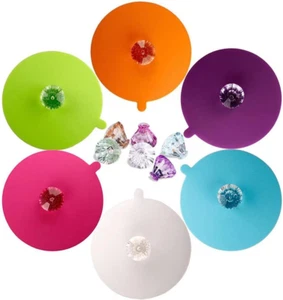 Lebensmittelqualität Silikon Tasse Deckel IPHOX Creative Diamond Becher Abdeckung 6er Set Anti-Staub - Bild 1 von 11