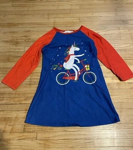 Sunshine Swing Girl Nightgown Pajama Size 8 Unicorn Riding Bike Cute - Picture 1 of 6