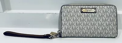 Michael Kors Jet Set Travel Large Continental Phone Wallet Wristlet MK Vanilla • 40€