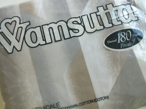 Rare Vintage Wamsutta California King Fitted Sheet Percale Art Deco Gray White - Picture 1 of 12