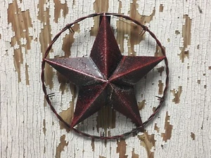 Red with Glitter Metal Barbwire Star Circle 8" Wall Hanging Decoration - Picture 1 of 4