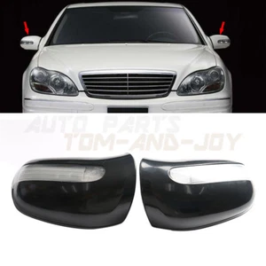 Door Mirror Pair Housing Cover w Turn Signal For Mercedes W220 W215 S320 S430 - Picture 1 of 4