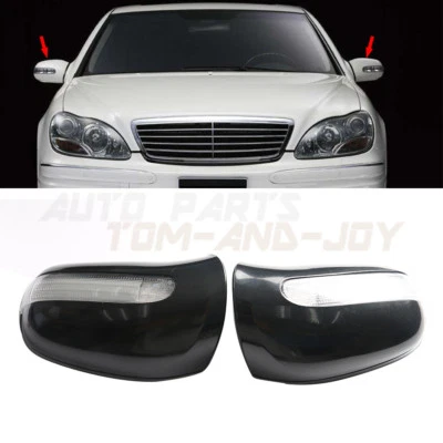 Door Mirror Pair Housing Cover w Turn Signal For Mercedes W220 W215 S320 S430 Foto 1 de 4