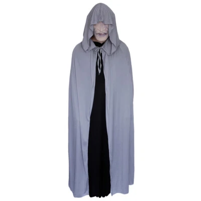 Gray Cloak with Large Hood ~ HALLOWEEN WIZARD MEDIEVAL RENAISSANCE COSTUME CAPE - Image 1 of 3