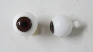 Yeux poupée ancienne marron  20mm  Brown mouth blown eyes for antique doll - Picture 1 of 2