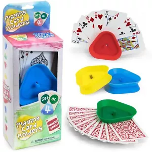 Brybelly Triangle Card Holders for Playing Cards 4 Pack - Plastic Table Game ... - Picture 1 of 6