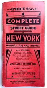 Guía completa de calles 1945 Nueva York Manhattan y Bronx Geographia Map Co con mapa - Imagen 1 de 3