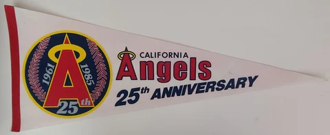 1985 CALIFORNIA ANGELS MLB 25TH ANNIVERSARY 30" PENNANT VINTAGE Cover
