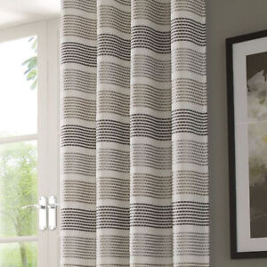 Moda Embroidered Stripe Voile Net Curtain Slot Top Single Panel