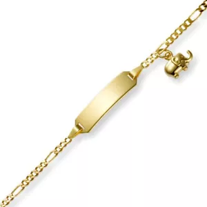 Armband Armkette mit Elefant 585 Gelbgold 12-14cm Identbändchen für Kinder - Bild 1 von 2