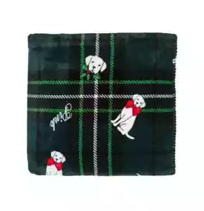 Victorias Secret PINK Cozy Green Fleece Puppy Dog Logo Sherpa Blanket 2024 - Picture 1 of 3